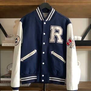 Vintage ROOTS CANADA True Blue and White Varsity Letterman Jacket